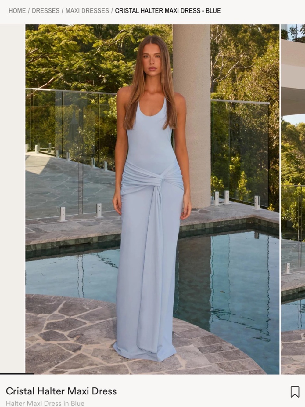 Peppermayo Cristal Halter Maxi Dress - Light Blue